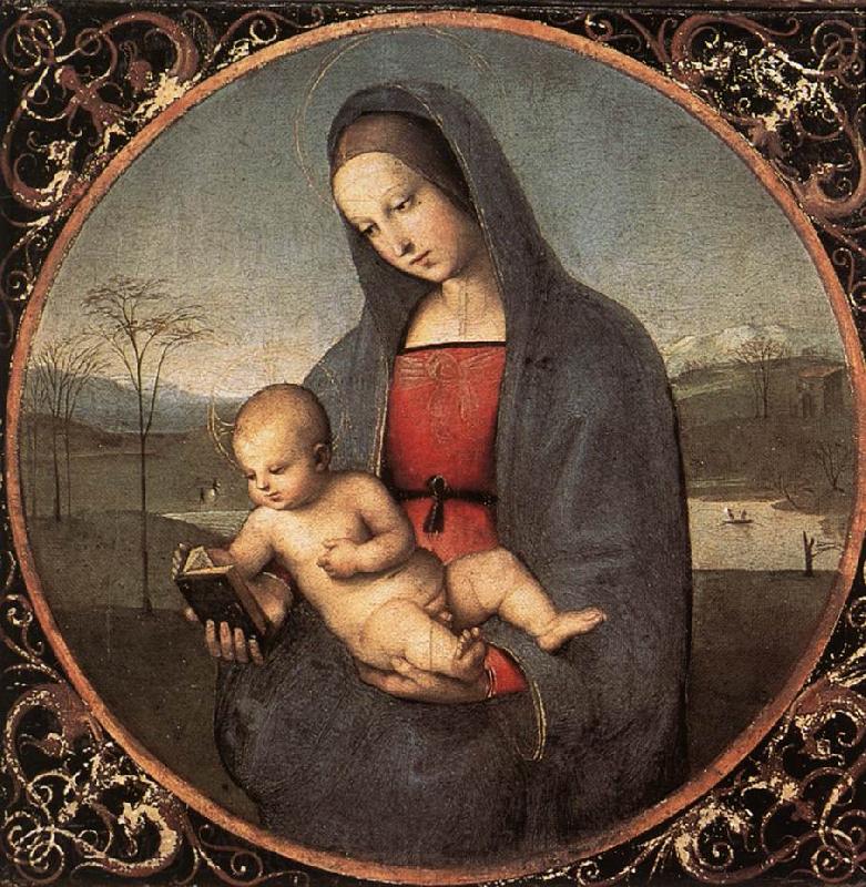 RAFFAELLO Sanzio Madonna with the Book (Connestabile Madonna)  dy